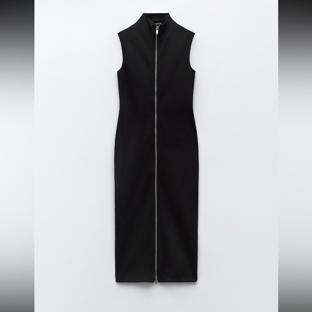 Zara zipper midi dress size S new with tags